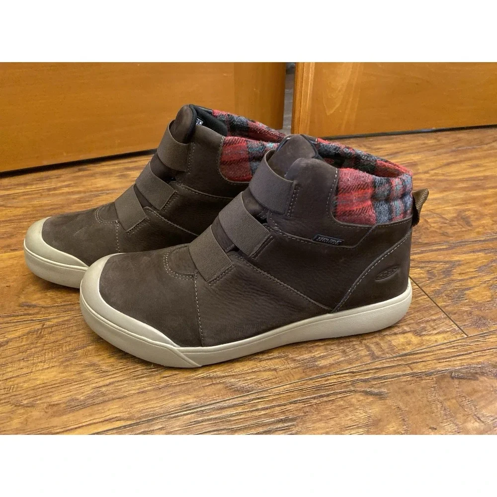 KEEN Elle Warm Waterproof Winter Boots Womens Size 10 New Plaid Brown Booties